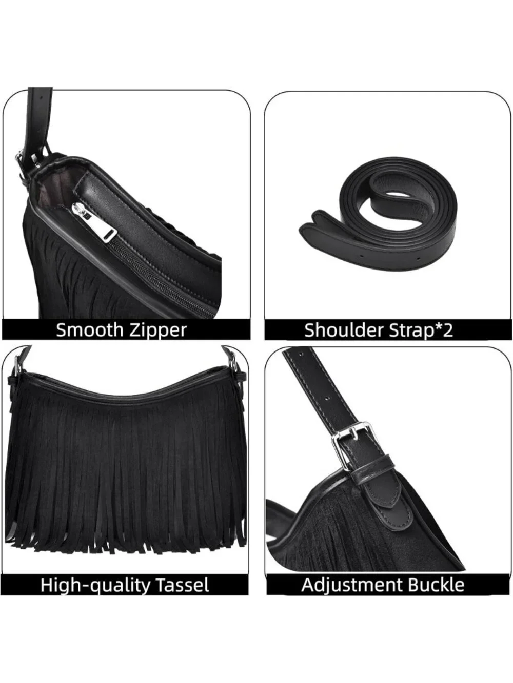 Women's Black Imported Underarm Suede Western Classy Stylish Trendy Hobo Bag